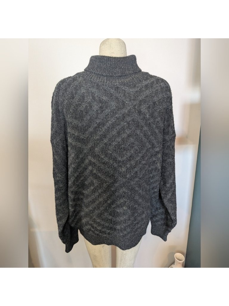 Giorgio Di Firenze Men's Xl Italy Wool Blend Gray Knit Turtle Neck Sweater